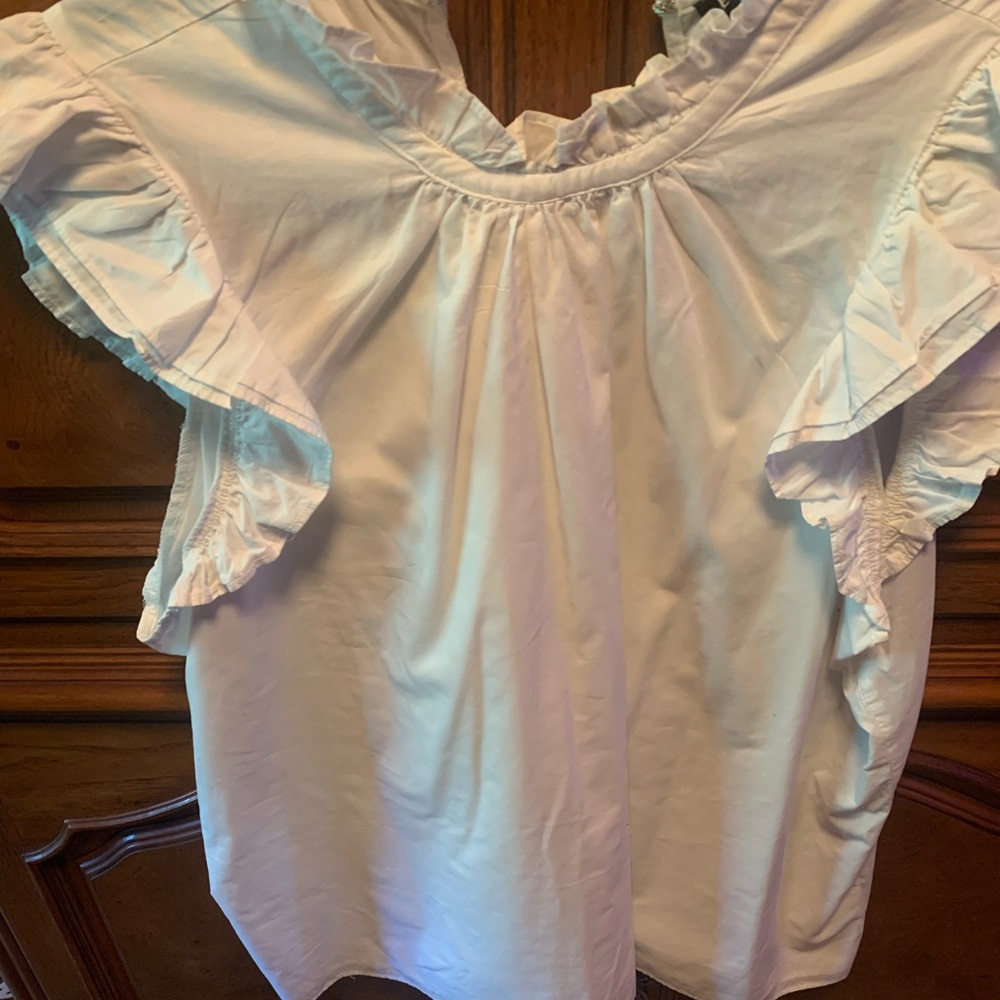 Express White Ruffle Sleeve Blouse